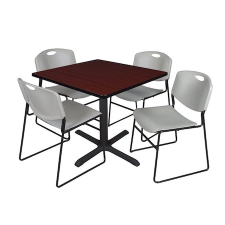 Cain Cain Square Table & Chair Set, Wood, Metal, Polypropylene Top TB4242MH44GY